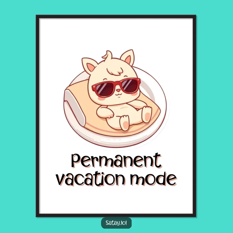 Funny Satay Poster: Tiny Sunglasses Vibe, Hilarious Foodie Art Print, Perfect Quirky Gift!