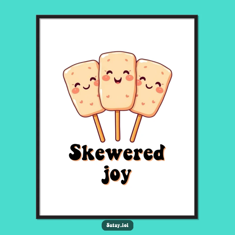 Funny Satay Poster - Smiling Skewer Wink Wall Art Gift