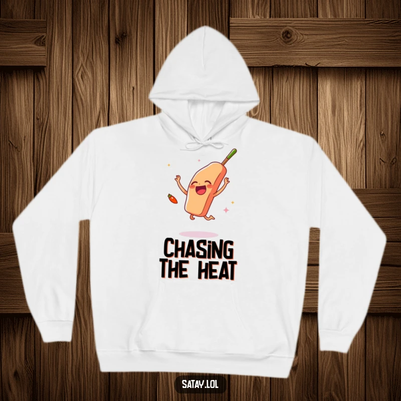 Funny satay skewer and chili pepper hoodie, the skewer jumps joyfully while the chili waves, cozy and humorous apparel.