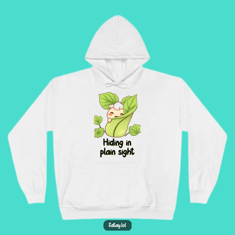 Funny Satay Hoodie: Garnish Peek Grin Character, Cozy Humorous Foodie Gift
