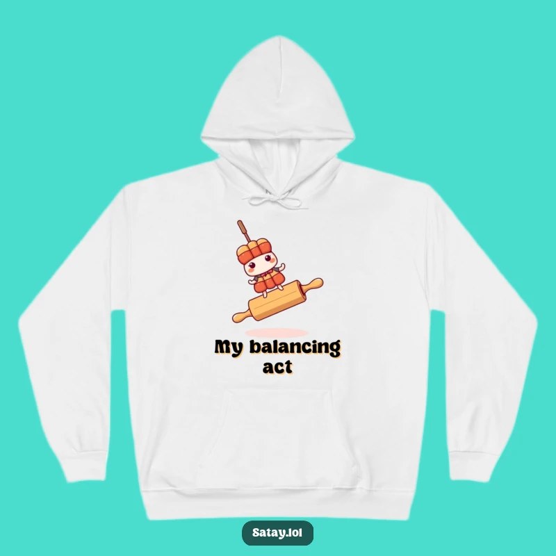 Funny Satay Skewer Rolling Pin Hoodie - Cozy Balance & Humor