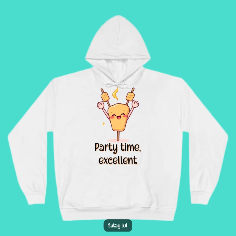 Funny Celebrating Satay Skewer Hoodie - Cozy & Joyful Foodie Apparel