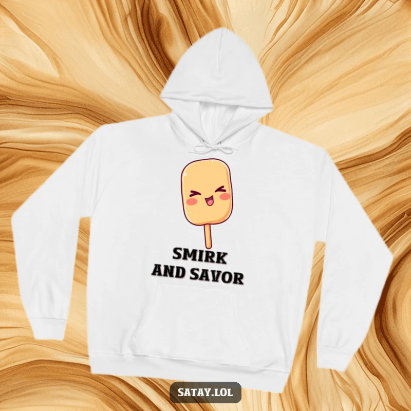 Funny satay skewer with a playful wink printed on a cozy hoodie, ideal for those who enjoy lighthearted fun.