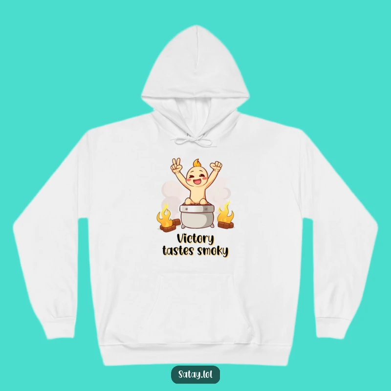 Funny Satay Hoodie: Grilling Triumph Pose Character, Cozy Victory Humorous Gift