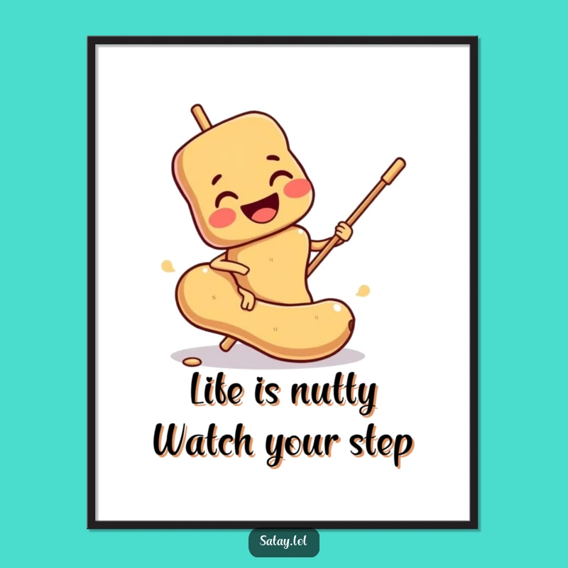 Free Printable Wall Art: Slipping Satay Skewer, Funny Downloadable Home Decor