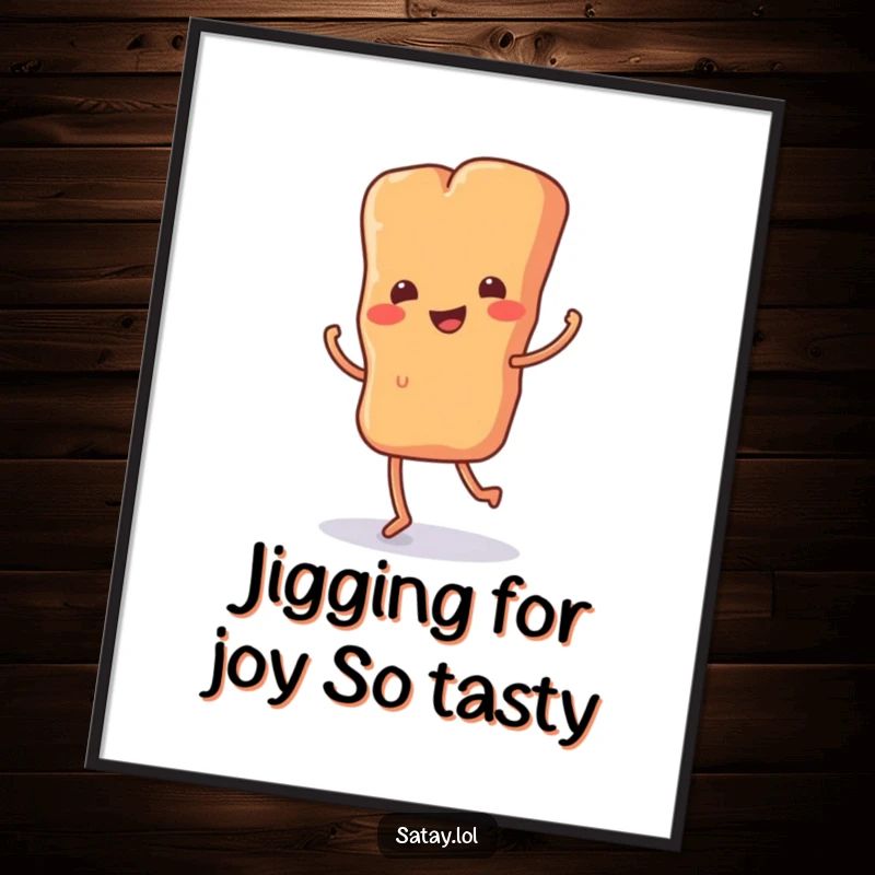 Funny Free Printable Wall Art: A skewer of satay, energized by tiny legs, performing a joyful, happy jig. Deliciously dynamic.