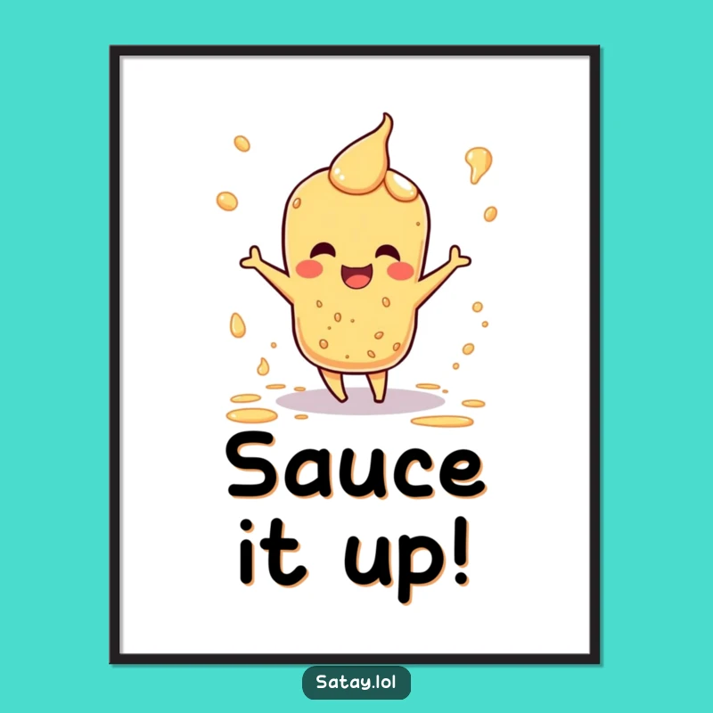 Funny Free Printable Satay Wall Art: Dancing Satay Skewer Downloadable Decor