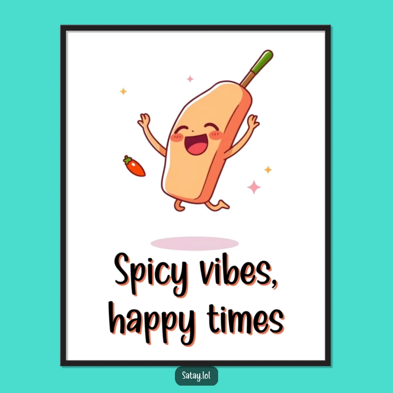 Funny Free Printable Wall Art: Jumping Satay & Chili, Whimsical Download!