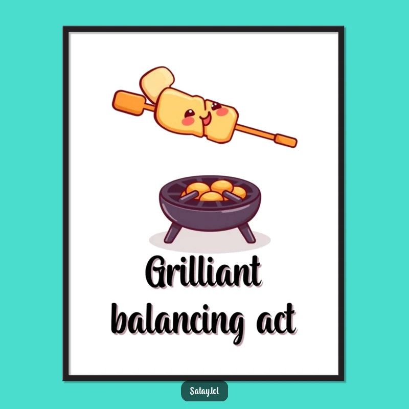 Funny Free Printable Wall Art: Wobbly Satay Skewer, Whimsical Download!