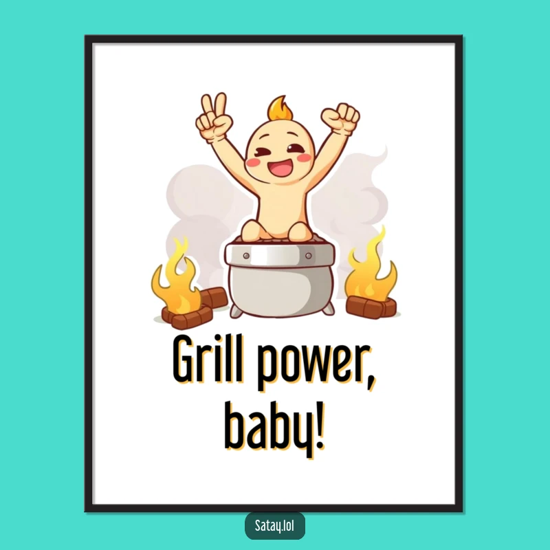 Funny Free Printable Satay Wall Art: Triumphant Satay Skewer Downloadable Decor
