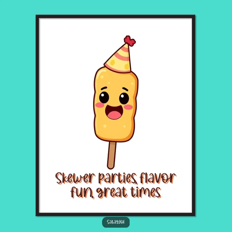 Free Printable Wall Art: Party Hat Satay Excited Funny Downloadable Decor