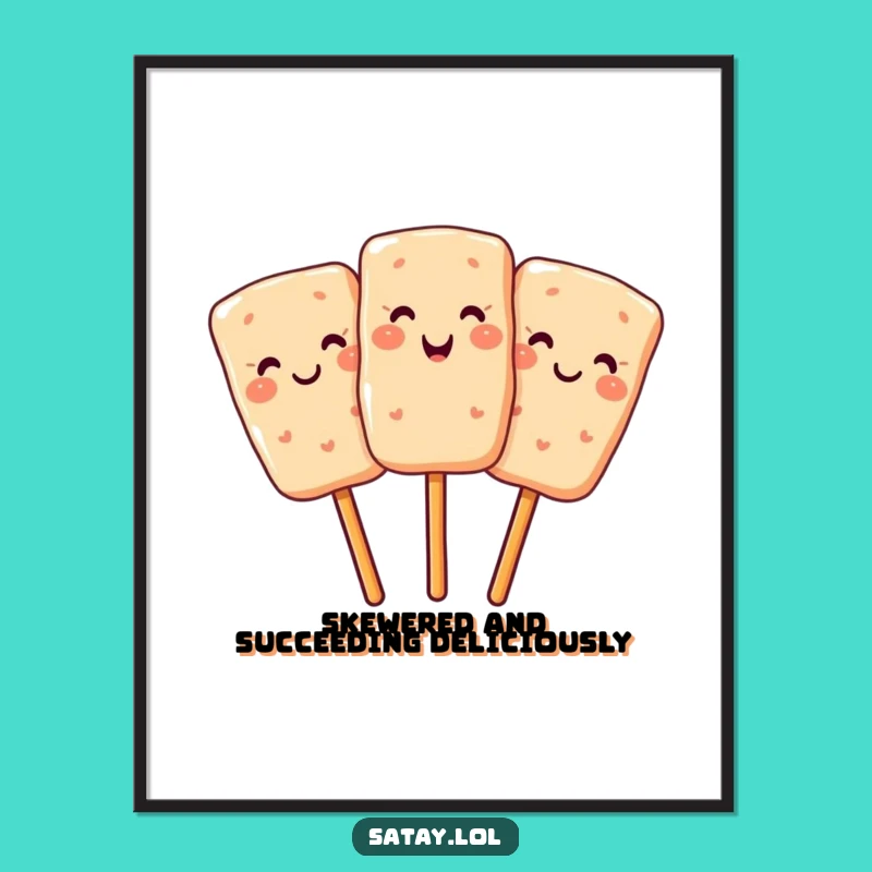 Free Printable Wall Art: Smiling Satay Skewer, Whimsical Downloadable Decor