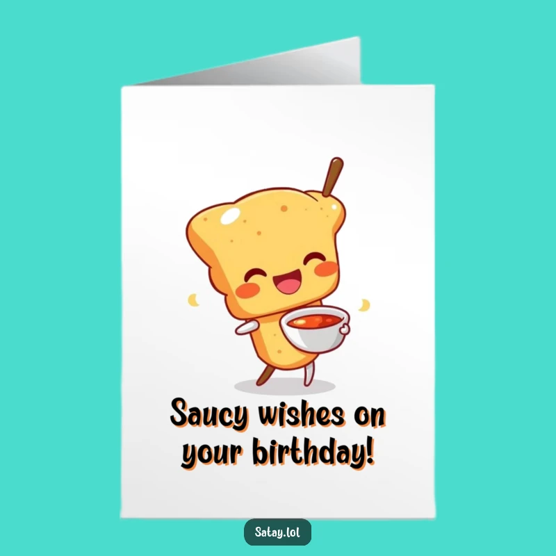 Free Printable Birthday Card: Happy Satay Skewer - Joyful Wiggling Downloadable Gift