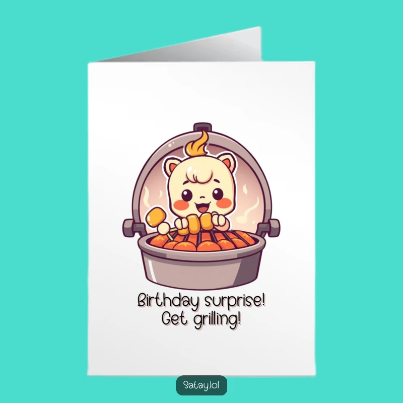 Free Printable Grilling Satay Birthday Card - Funny Downloadable Gift for BBQ Fans!