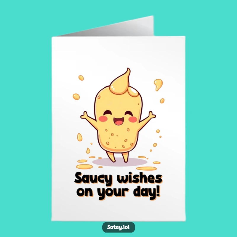 Free Printable Satay Birthday Card: Dancing Satay Skewer Downloadable Greeting