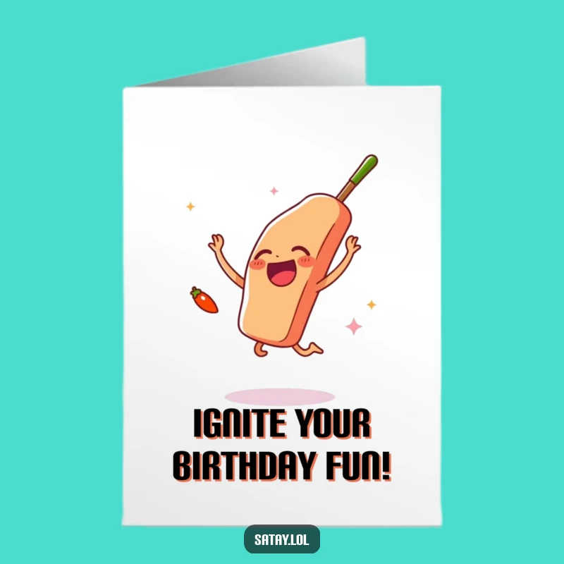 Happy Birthday Free Printable Card: Jumping Satay & Chili, Funny Downloadable Gift!