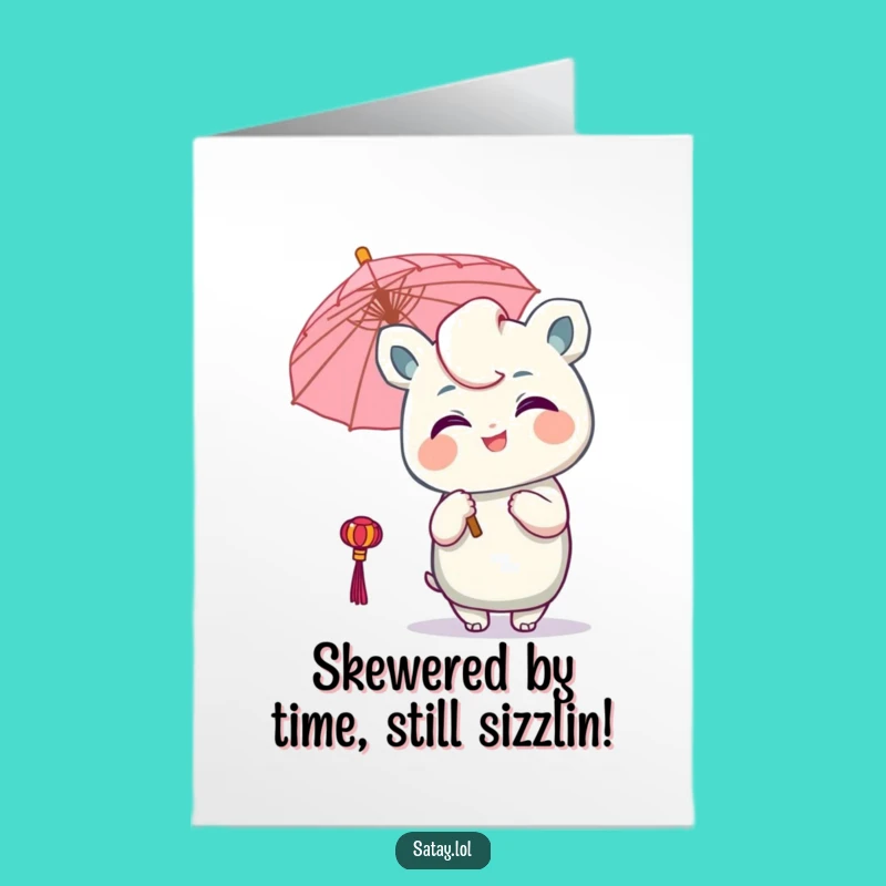 Free Printable Birthday Card: Winking Satay with Umbrella for a Hilarious DIY Gift