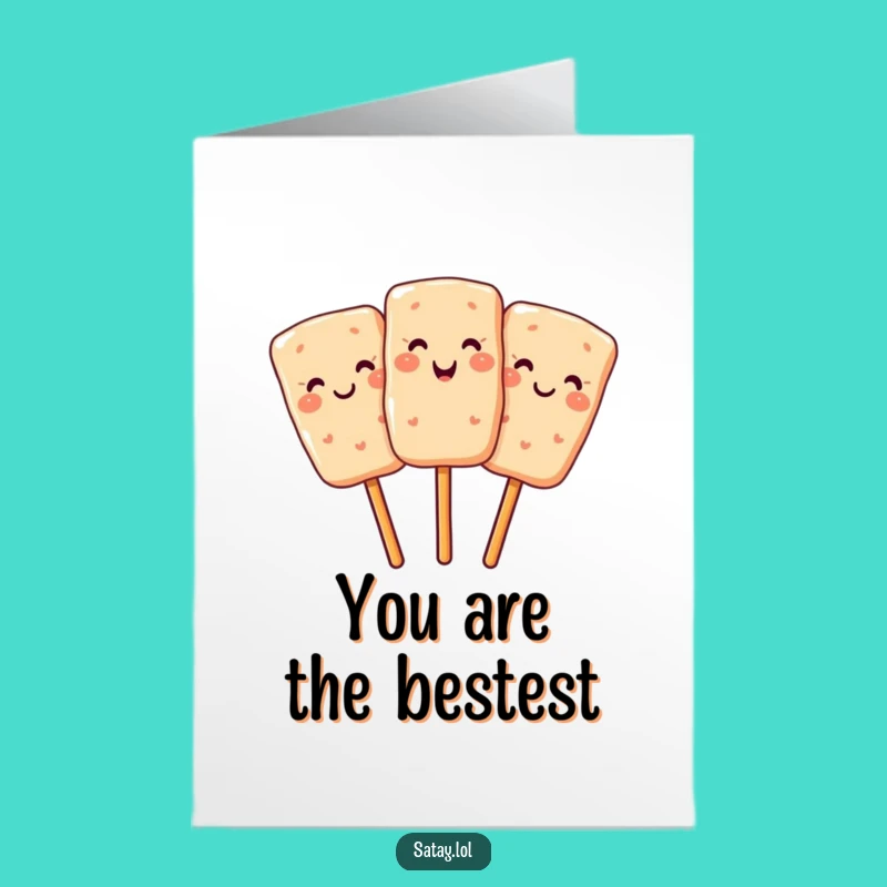 Free Printable Birthday Card: Smiling Satay Skewer, Deliciously Funny Download