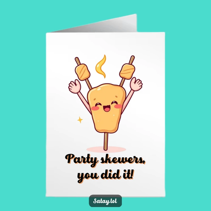 Free Printable Congrats Card: Celebrating Satay Arms Up Funny Downloadable Gift