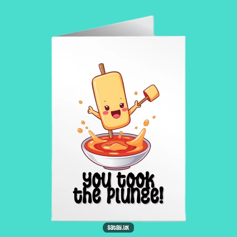 Free Printable Congrats Card: Satay Skewer Plunge for a Funny Downloadable Gift