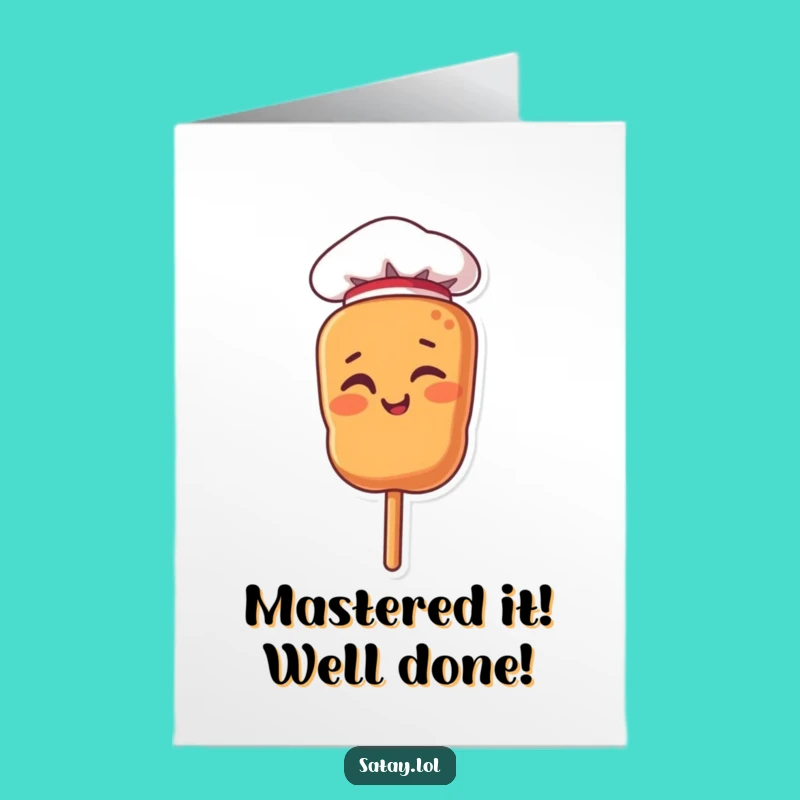 Free Printable Congratulations Card: Chef Satay Skewer Winks at Your Success