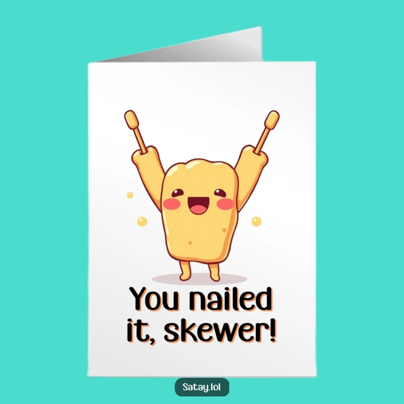 Free Printable Congratulations Card: Joyful Satay Skewer Cheers - Quick Downloadable Gift