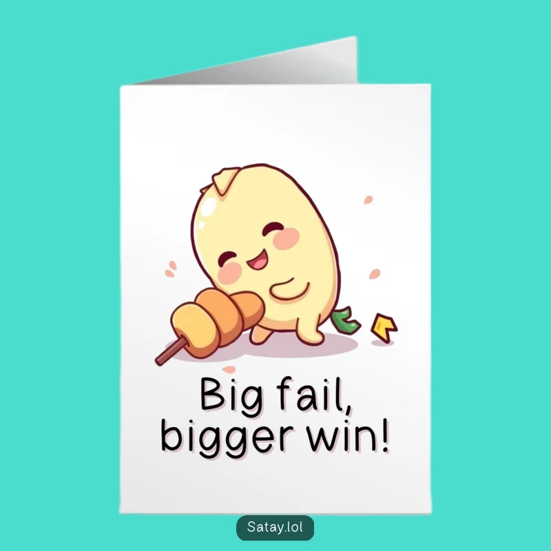 Free Printable Congratulations Card: Satay Skewer's Funny Stumble, Still Celebrating