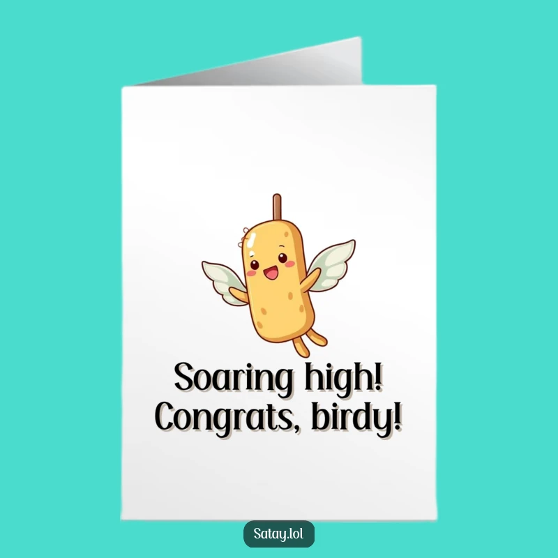 Free Printable Congrats Card: Flying Skewer Peanut Wings, Downloadable Victory Gift