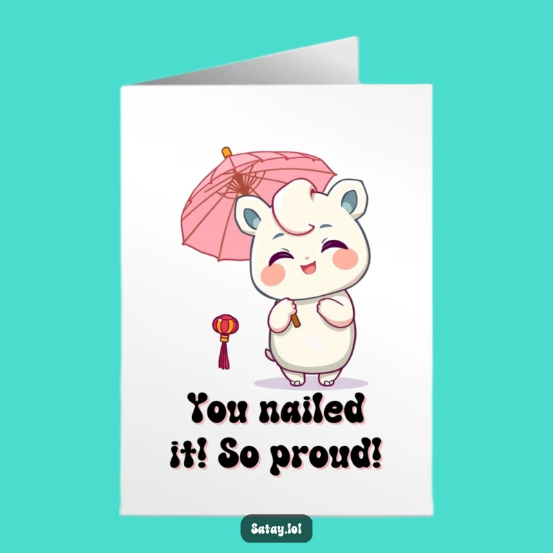 Free Printable Congrats Card: Winking Satay's Umbrella for a Cheeky Downloadable Gift