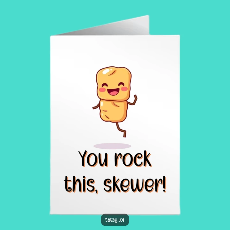 Free Printable Congratulations Card: Jiggling Satay Skewer Celebrates Your Success