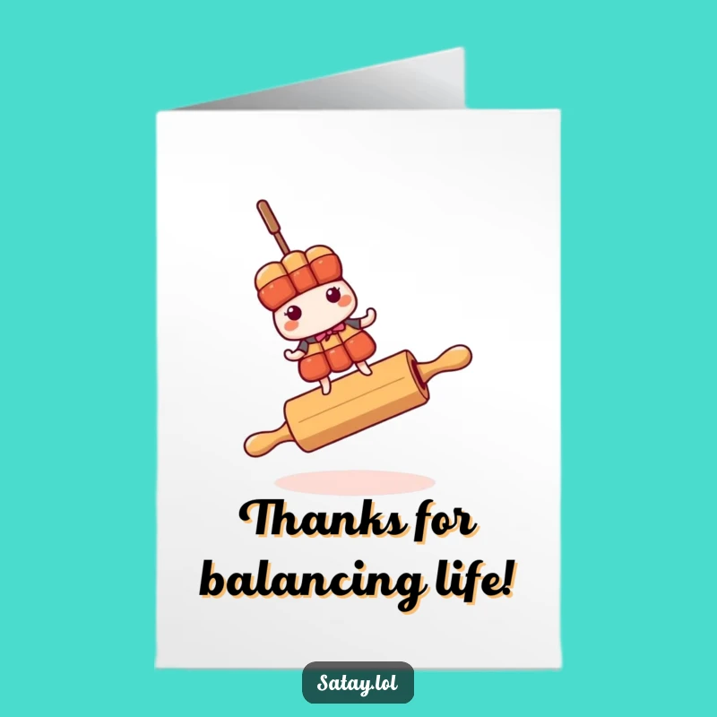 Free Printable Thank You Card: Satay Skewer Balance Act - Grateful Funny Gift