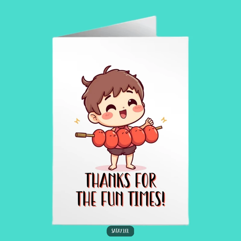 Free Printable Thank You Card: Satay Skewer Meatball Juggler - Express Your Gratitude