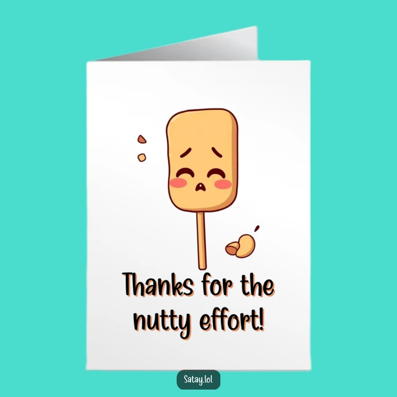 Free Printable Thank You Card: Confused Satay Skewer - Peanut Gratitude Downloadable