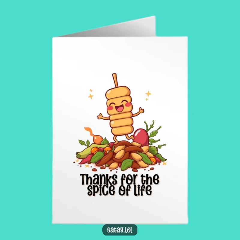 Free Printable Thank You Card: Giggling Satay Skewer Says Thanks with Fun