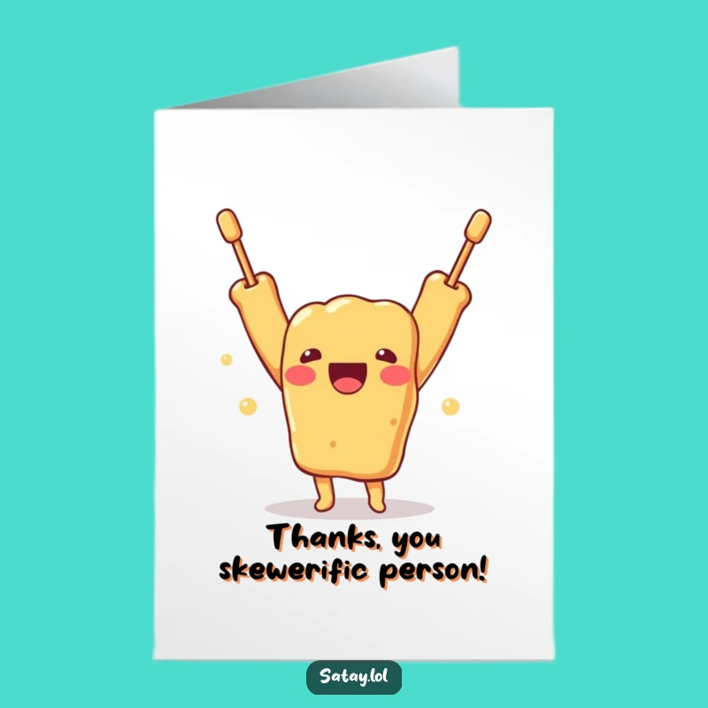 Free Printable Thank You Card: Delighted Satay Skewer Gratitude - Downloadable Gift Idea