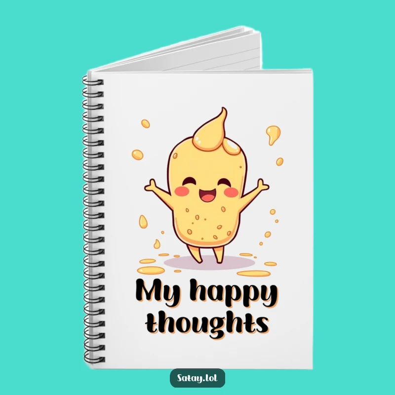 Funny Satay Notebook: Happy Dance Sauce Splatter Character, Humorous Foodie Journal