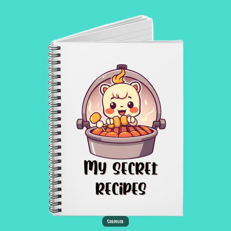 Funny Peeking Satay Skewer Notebook - Grill Graphic Journal, Culinary Humor Gift