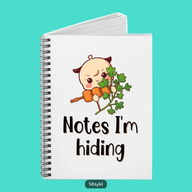 Funny Satay Skewer Parsley Peek Notebook - Shy Skewer Character Journal Gift