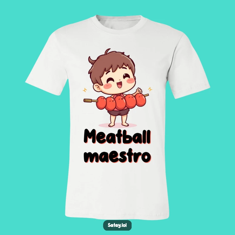 Funny Satay Skewer Juggling Meatballs T-Shirt - Hilarious Foodie Apparel Gift