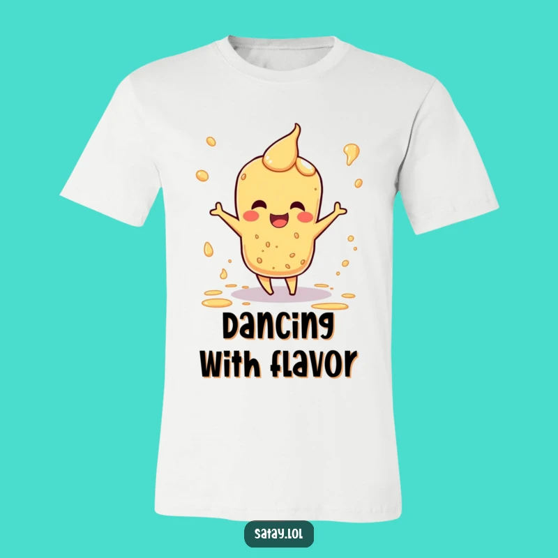 Funny Satay T-Shirt: Happy Dance Sauce Splatter Character, Hilarious Foodie Gift