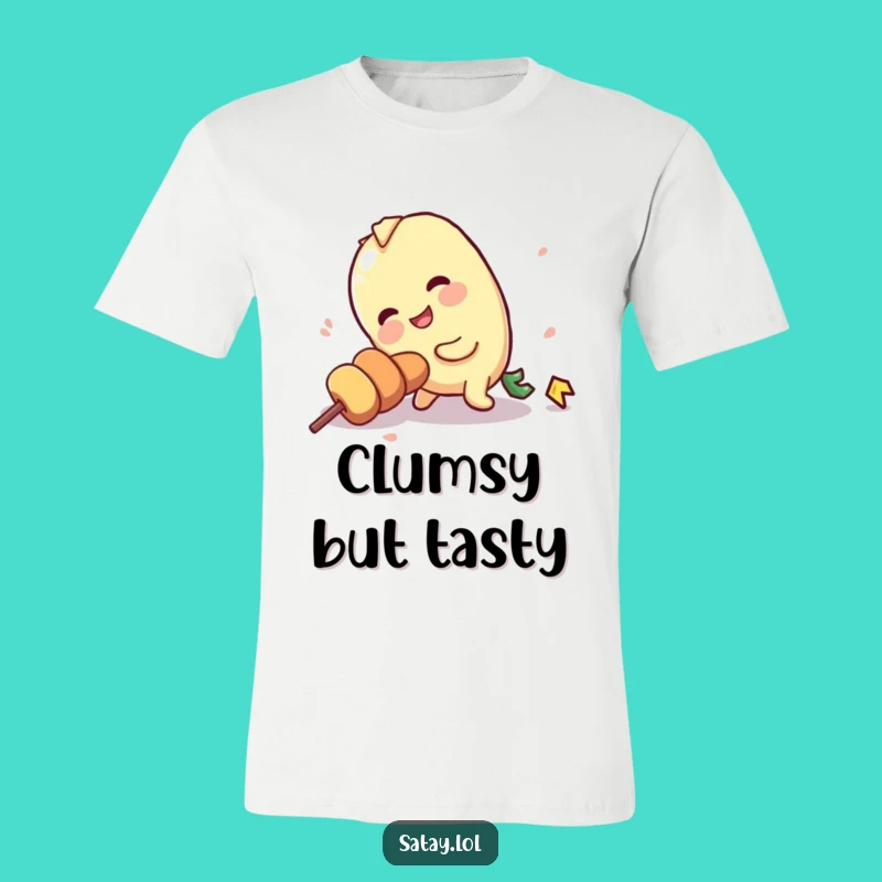 Funny Tripping Satay Skewer T-Shirt: Clumsy Skewer Humor Tee, Perfect Gag Gift