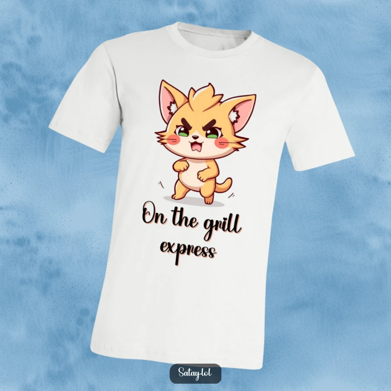 Funny Satay Dash T-Shirt: A comical satay skewer in mid-sprint, showing fierce determination and a dash of absurdity. Great funny gift.