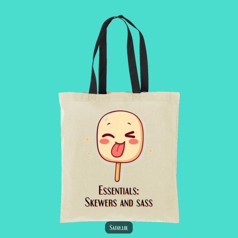 Funny Winking Satay Skewer Tote Bag - Whimsical Charred Foodie Accessory