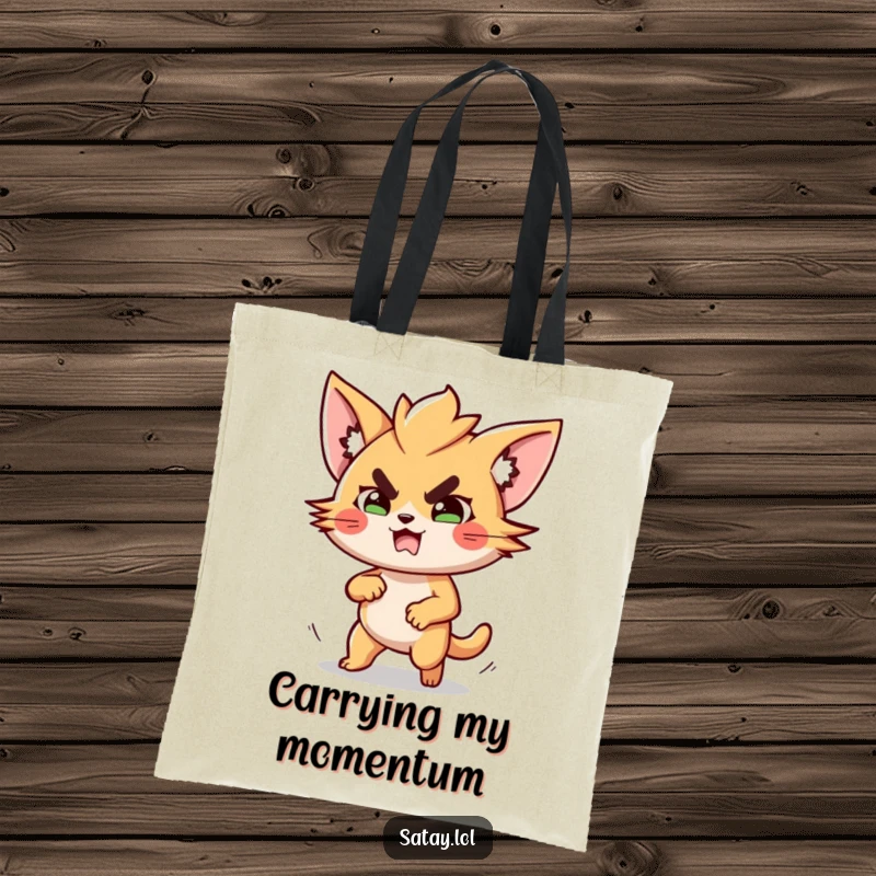 Funny Satay Shopping Bag: A determined satay character eagerly dashes across this tote, perfect for carrying groceries or dreams. Funny gift.