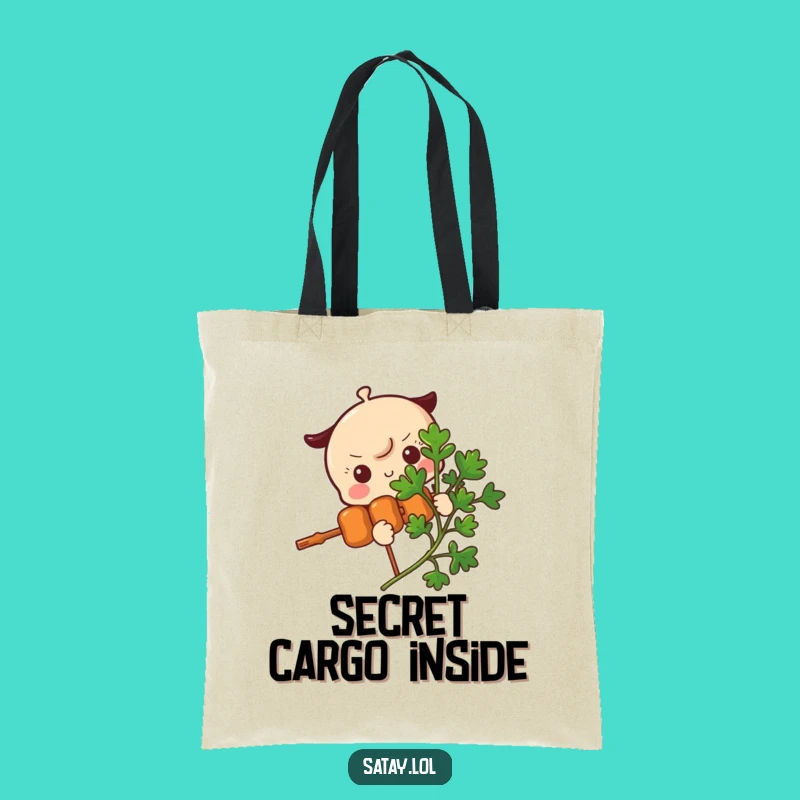 Funny Satay Skewer Parsley Peek Tote Bag - Skewer Character Pouch Gift